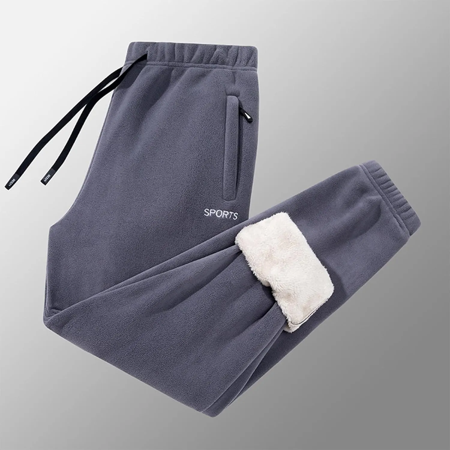 Fleece Lined Pants Men Pants Trousers Casual Pants Drawstring Elastic Waist Straight Leg Active Winter Thicken Track