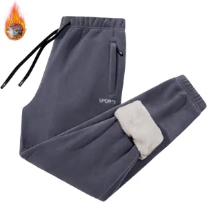 Fleece Lined Pants Men Pants Trousers Casual Pants Drawstring Elastic Waist Straight Leg Active Winter Thicken Track
