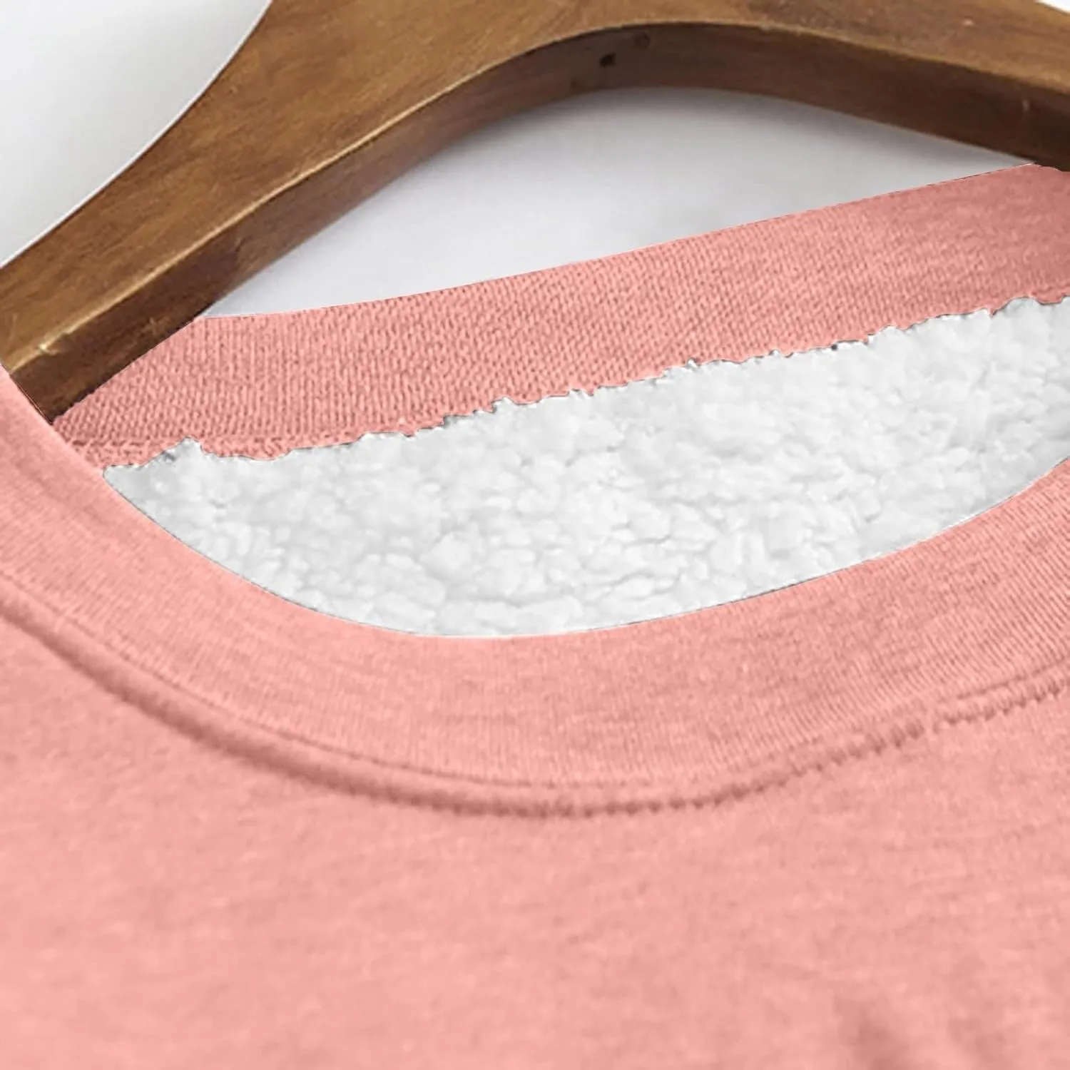 Fleece Sweatshirts for Women Crewneck Thermal Shirts Fleece Tops Round Neck Long Sleeve Pullover Blouses