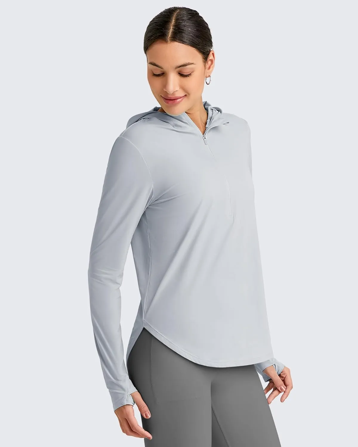 G4Free Lightbreeze Womens UPF 50  Sun Shirts with Hoodie Long Sleeve Workout Tops Half Zip Rash Guard Hiking Fishing