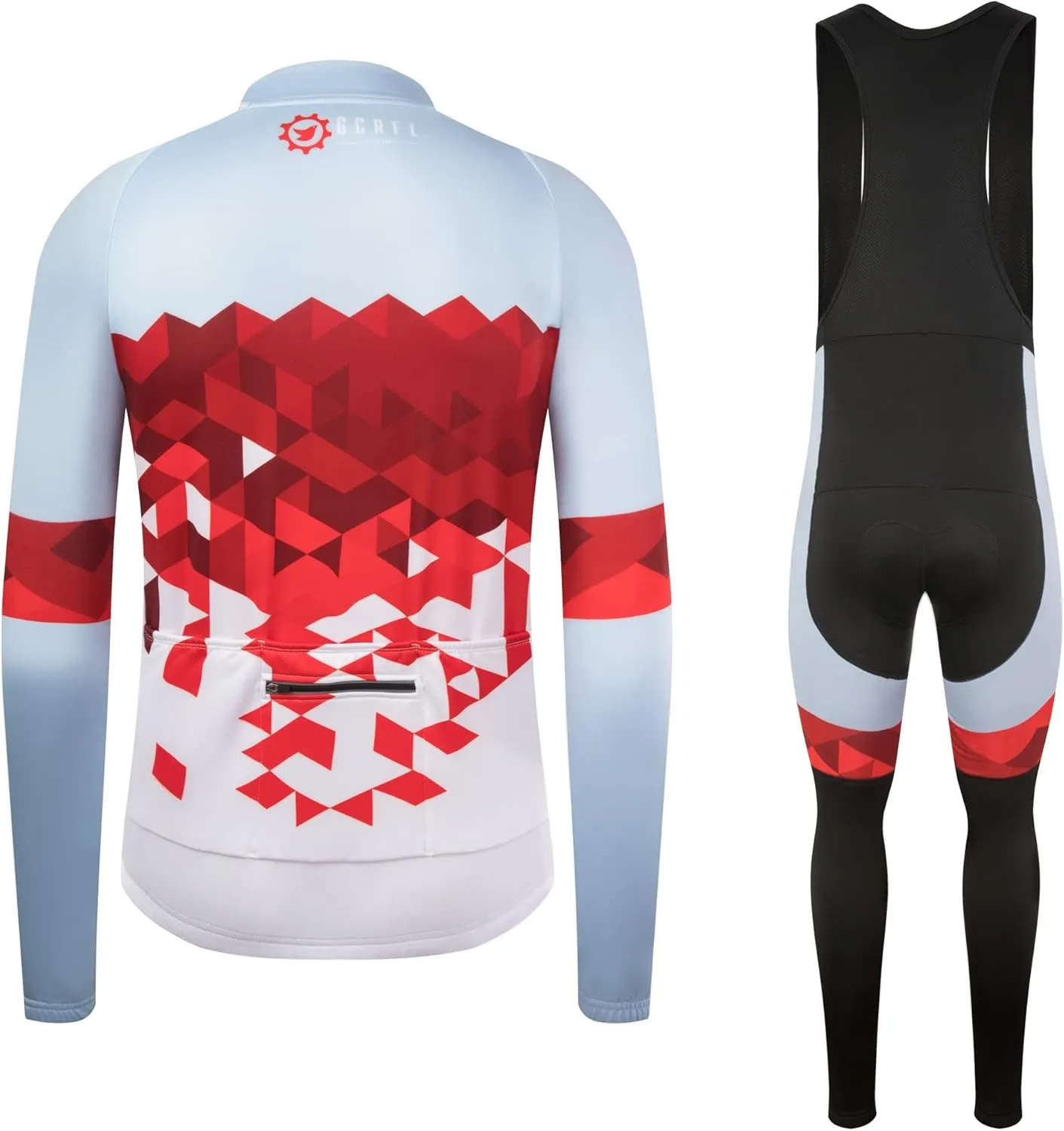 GCRFL Winter Cycling Jersey Sets Thermal Fleece Bike Jersey   Bib Pants, Long Sleeve Cycling Clothing Sets for Man