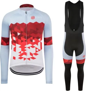 GCRFL Winter Cycling Jersey Sets Thermal Fleece Bike Jersey   Bib Pants, Long Sleeve Cycling Clothing Sets for Man