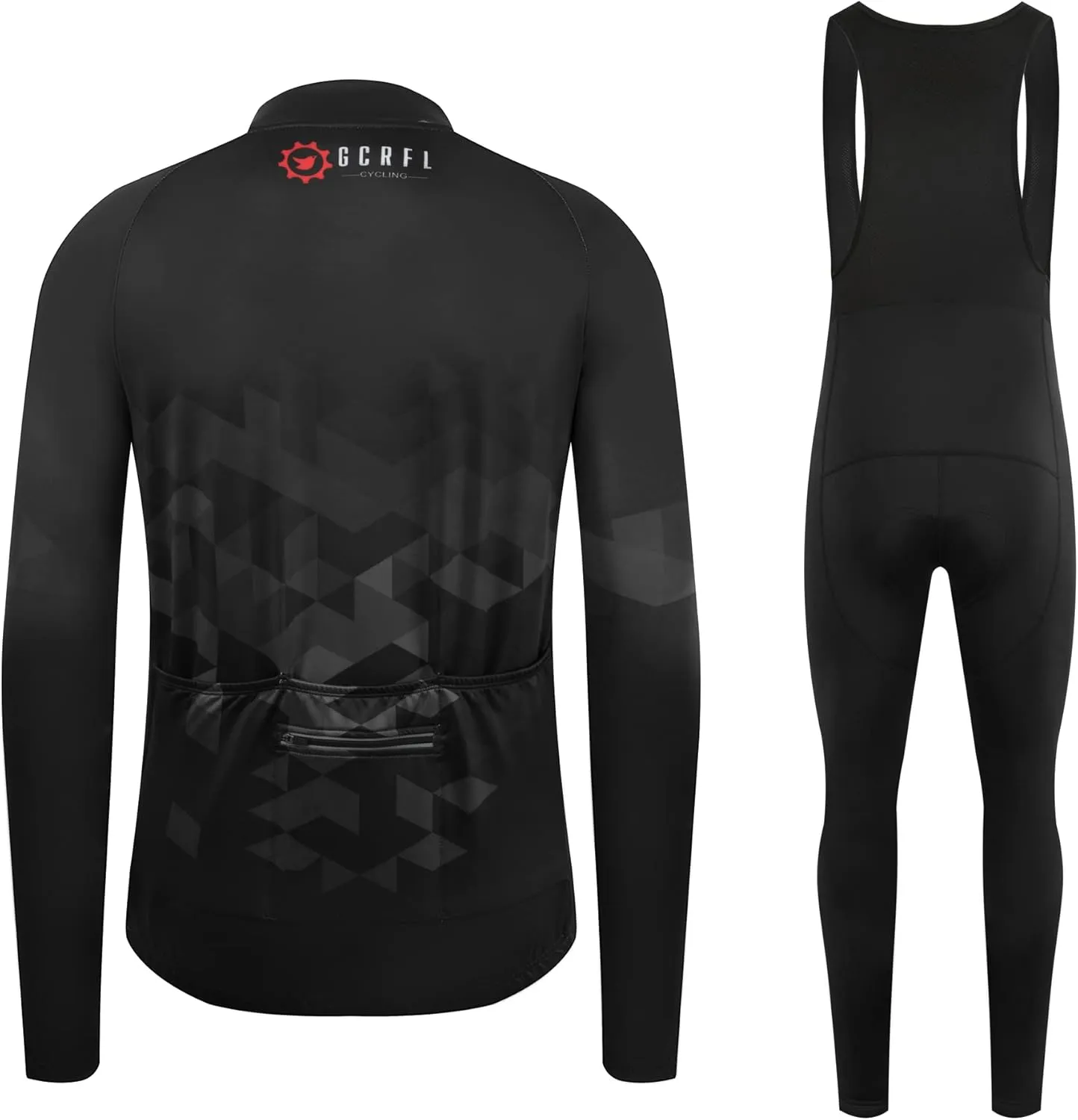 GCRFL Winter Cycling Jersey Sets Thermal Fleece Bike Jersey   Bib Pants, Long Sleeve Cycling Clothing Sets for Man