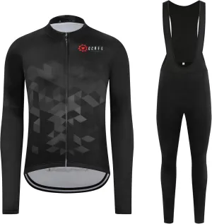 GCRFL Winter Cycling Jersey Sets Thermal Fleece Bike Jersey   Bib Pants, Long Sleeve Cycling Clothing Sets for Man