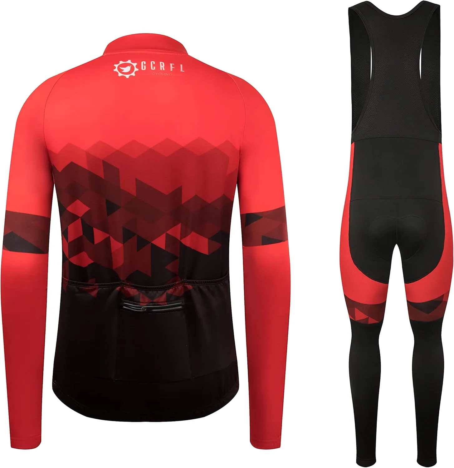 GCRFL Winter Cycling Jersey Sets Thermal Fleece Bike Jersey   Bib Pants, Long Sleeve Cycling Clothing Sets for Man