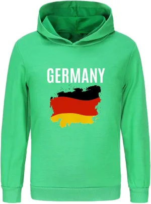 German Boys Girls Hoodies Long Sleeve Basic Germany Flag Pullover Sweatshirt Kids Athletic Top Blouse Letter Tops