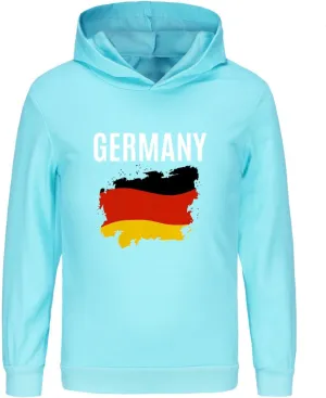German Boys Girls Hoodies Long Sleeve Basic Germany Flag Pullover Sweatshirt Kids Athletic Top Blouse Letter Tops
