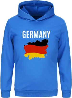 German Boys Girls Hoodies Long Sleeve Basic Germany Flag Pullover Sweatshirt Kids Athletic Top Blouse Letter Tops