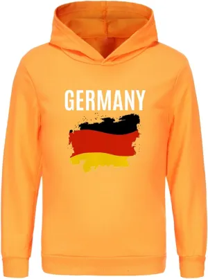 German Boys Girls Hoodies Long Sleeve Basic Germany Flag Pullover Sweatshirt Kids Athletic Top Blouse Letter Tops