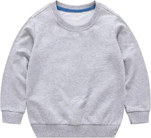 Girls and Toddlers' Basic Cotton Sweatshirt Baby Boy Classic Solid Crewneck Sweatshirt Pullover Tops Long Sleeve Shirt