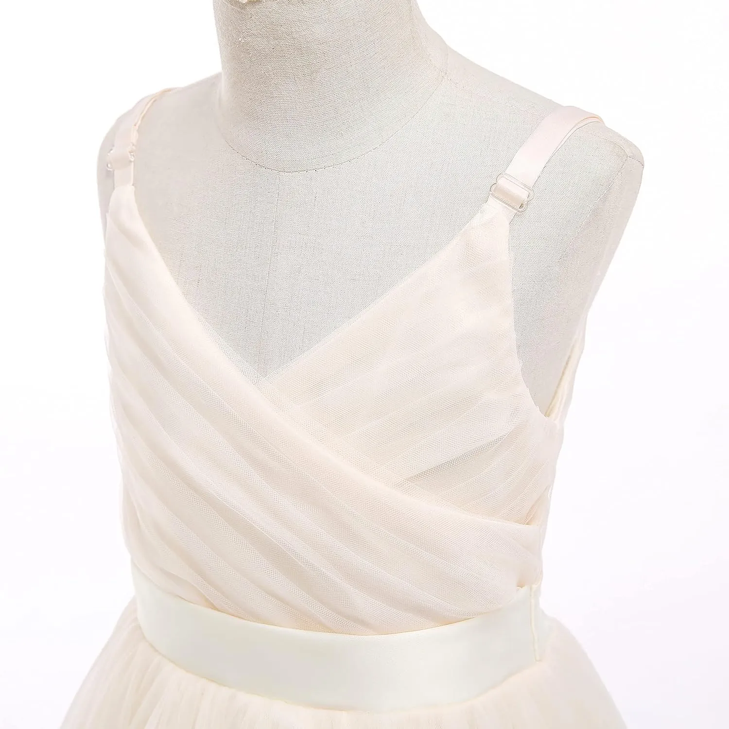 Glamulice Flower Girls Spaghetti Strap Tulle Dress Long A Line Wedding Pageant Dresses Princess Birthday Party Ball Gown