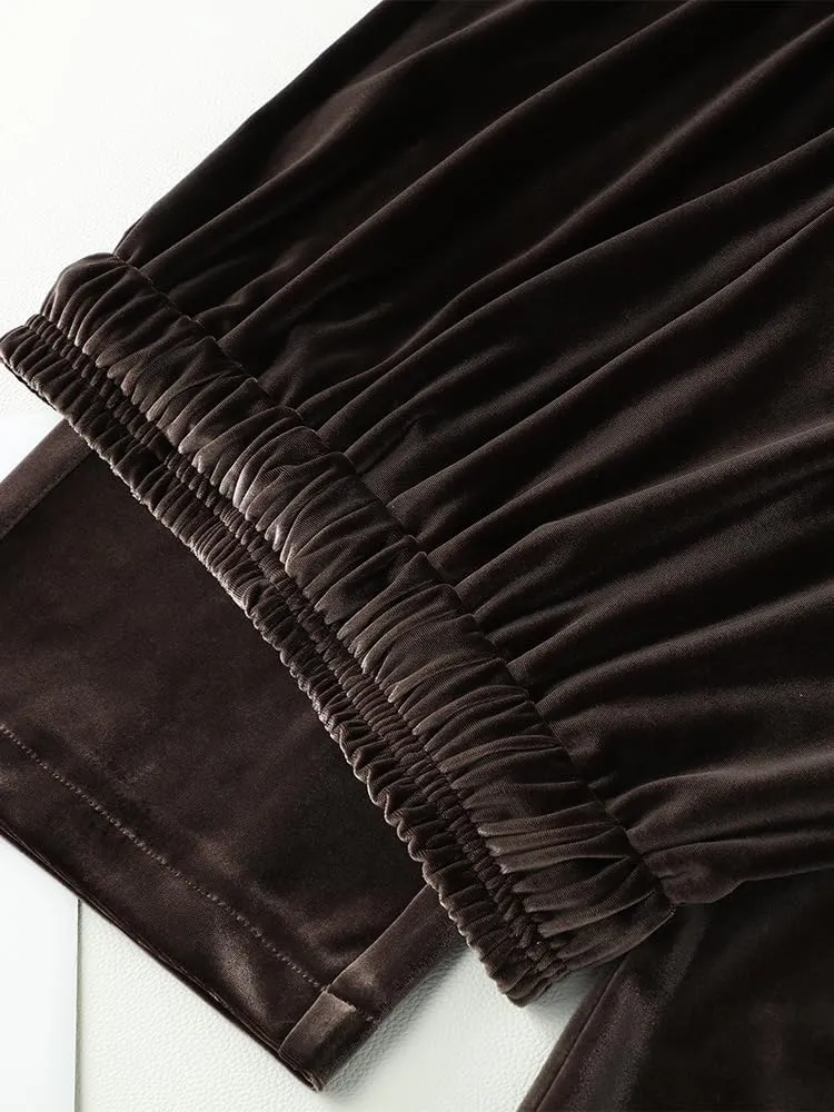 GUOYUXIAO Wide-Leg Pants for Women,Autumn Elastic High-Waist Casual Straight-Leg Trousers