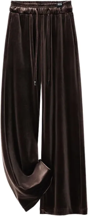 GUOYUXIAO Wide-Leg Pants for Women,Autumn Elastic High-Waist Casual Straight-Leg Trousers