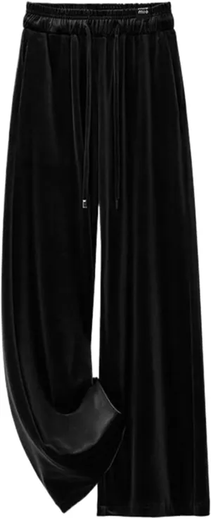 GUOYUXIAO Wide-Leg Pants for Women,Autumn Elastic High-Waist Casual Straight-Leg Trousers