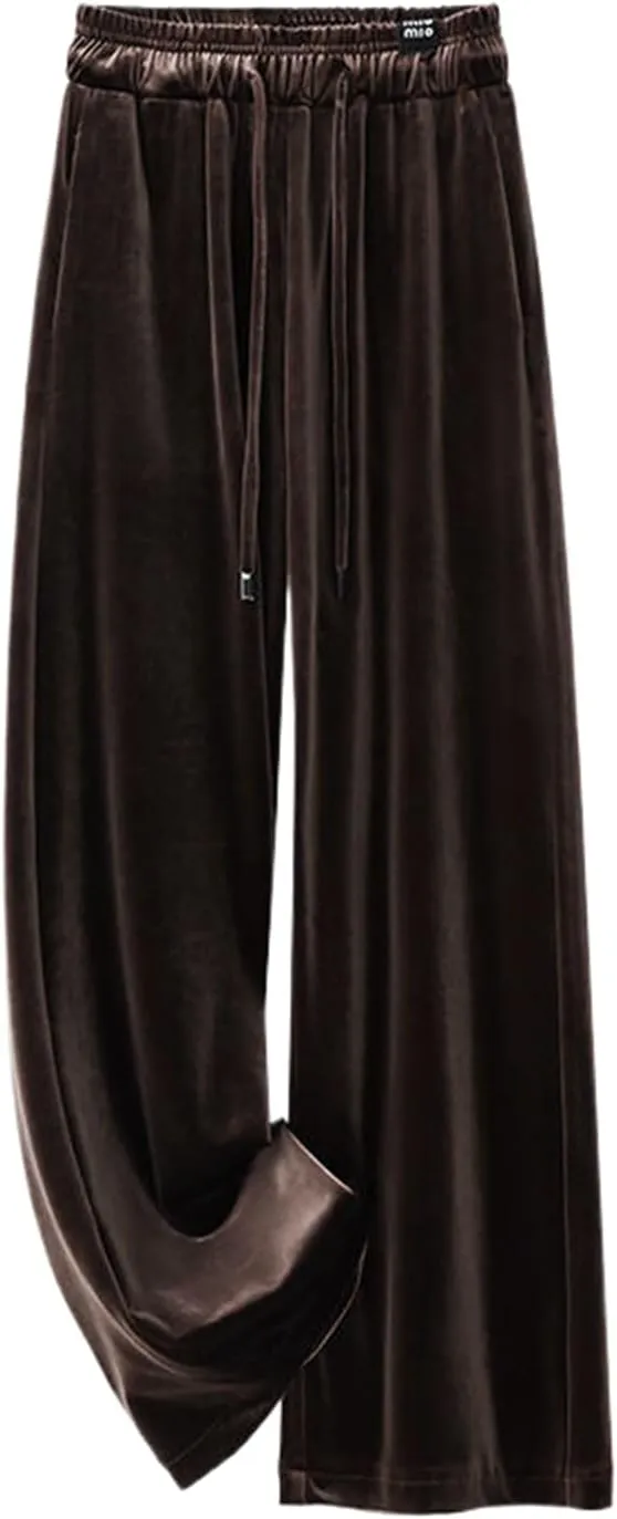 GUOYUXIAO Wide-Leg Pants for Women,Autumn Elastic High-Waist Casual Straight-Leg Trousers