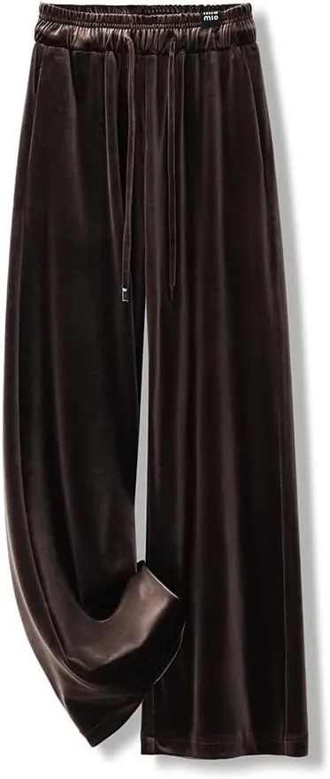 GUOYUXIAO Wide-Leg Pants for Women,Autumn Elastic High-Waist Casual Straight-Leg Trousers