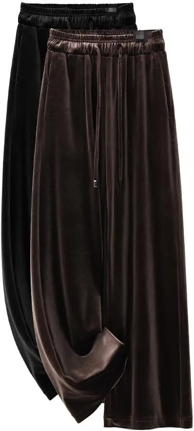 GUOYUXIAO Wide-Leg Pants for Women,Autumn Elastic High-Waist Casual Straight-Leg Trousers