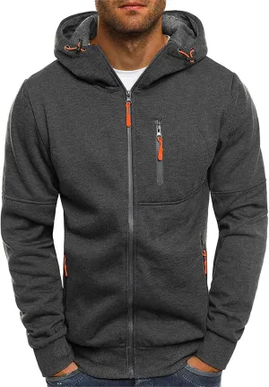 Hoodies for Men Full Zip Long Sleeve Sweatshirt Basic Casual Sweatshirts Sports Hooded Jacket Coat with Zip Pockets