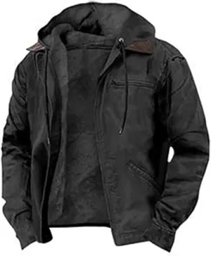 Hoodies for Men Full Zip Up Sweatshirt Heavyweight Fleece Jacket Sherpa Lined Flannel Hoodie Warm Hooded Coat