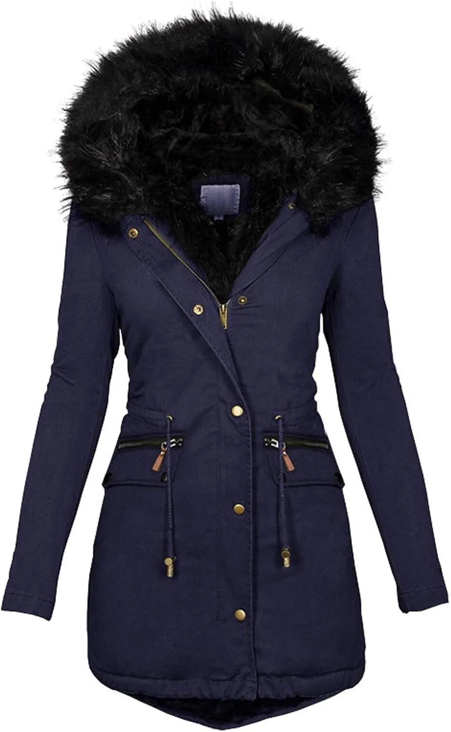 HTHLVMD Womens Winter Coats Warm Sherpa Lined Parkas Jacket Thickened Windproof Outerwear with Fur Hood Winter Parkas