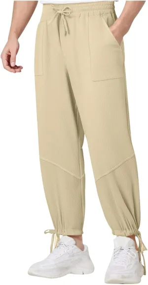 Jogger Pants for Men Sweatpants Casual Jogging Running Tapered Trousers Male Elastic Waist Track Pants Cinch Bottoms