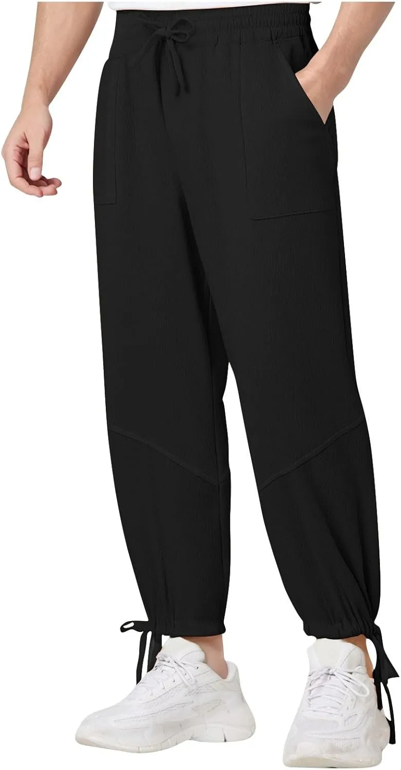 Jogger Pants for Men Sweatpants Casual Jogging Running Tapered Trousers Male Elastic Waist Track Pants Cinch Bottoms