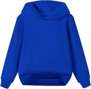 Kids Boy Girl Hoodie Sweatshirt Basic Long Sleeve Solid Color Pullover Tops with Pocket Athletic Casual Clothes