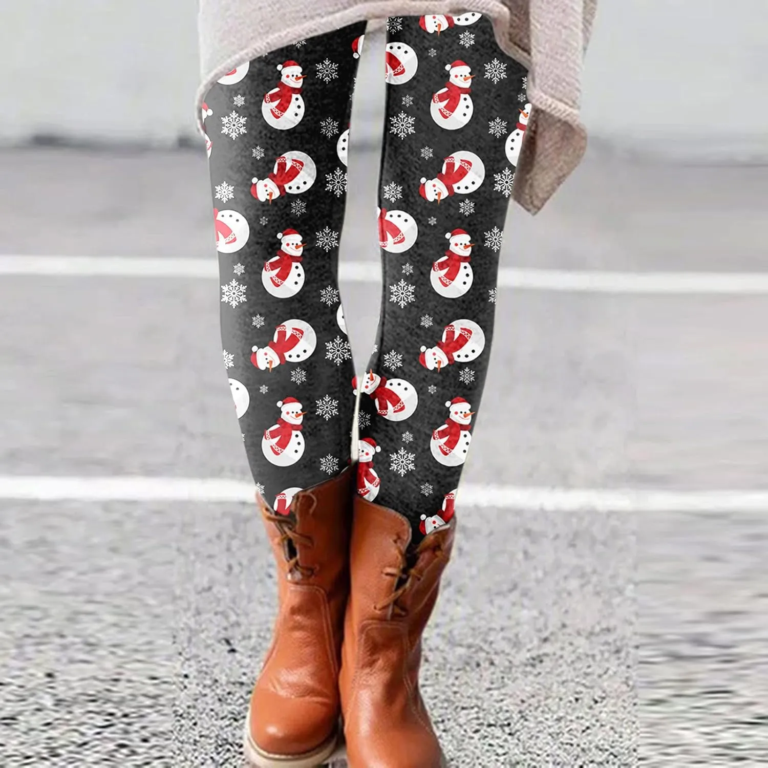 LCMTWX Leggings with Pockets for Women Long Slim Leggings Printed Elastic Casual Pants Leggings with Pockets Cold Weather