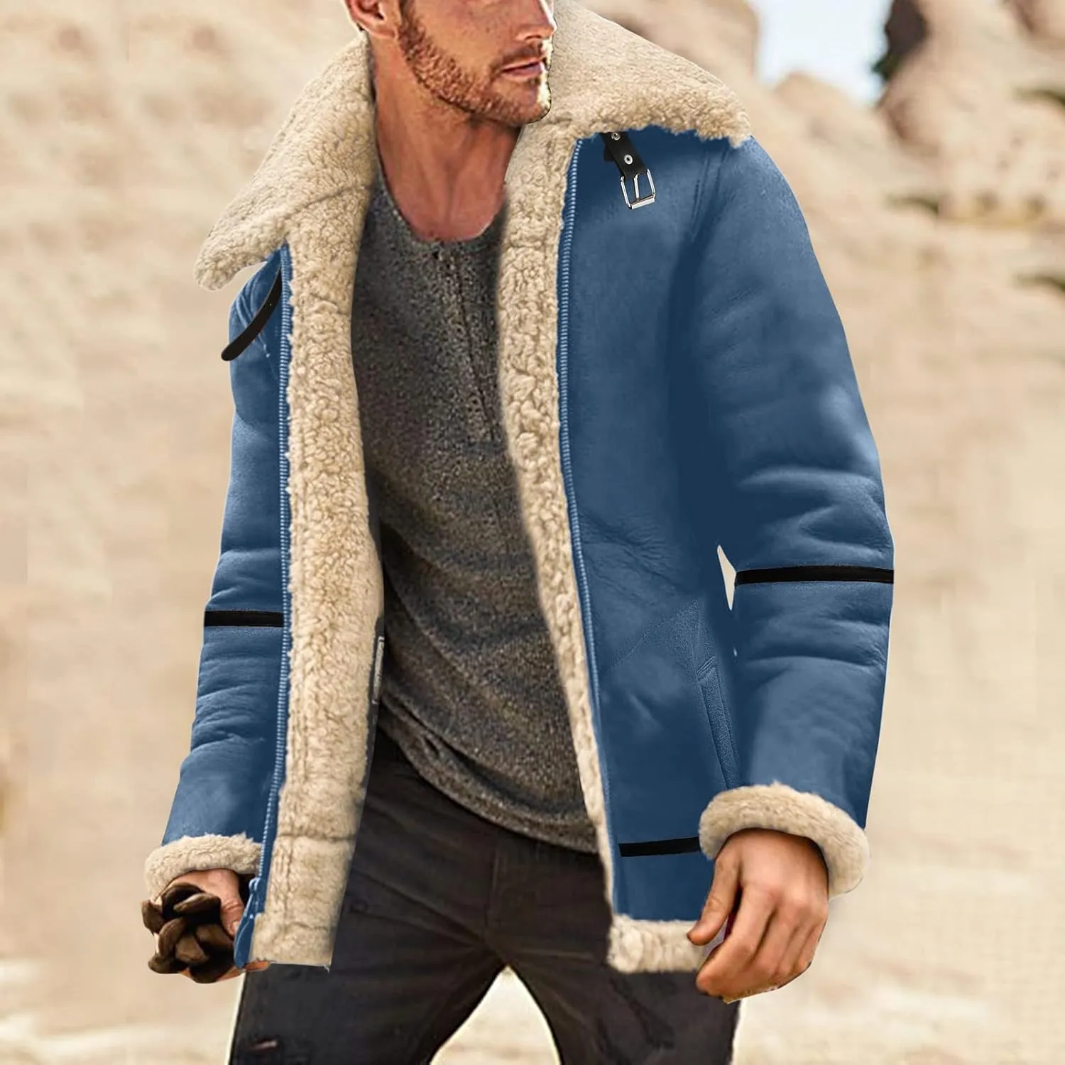 LCMTWX Winter Jackets for Men Jacket Stand Collar Knitted Splice Sweater Coat Casual Cardigan Stylish Winter Coats for