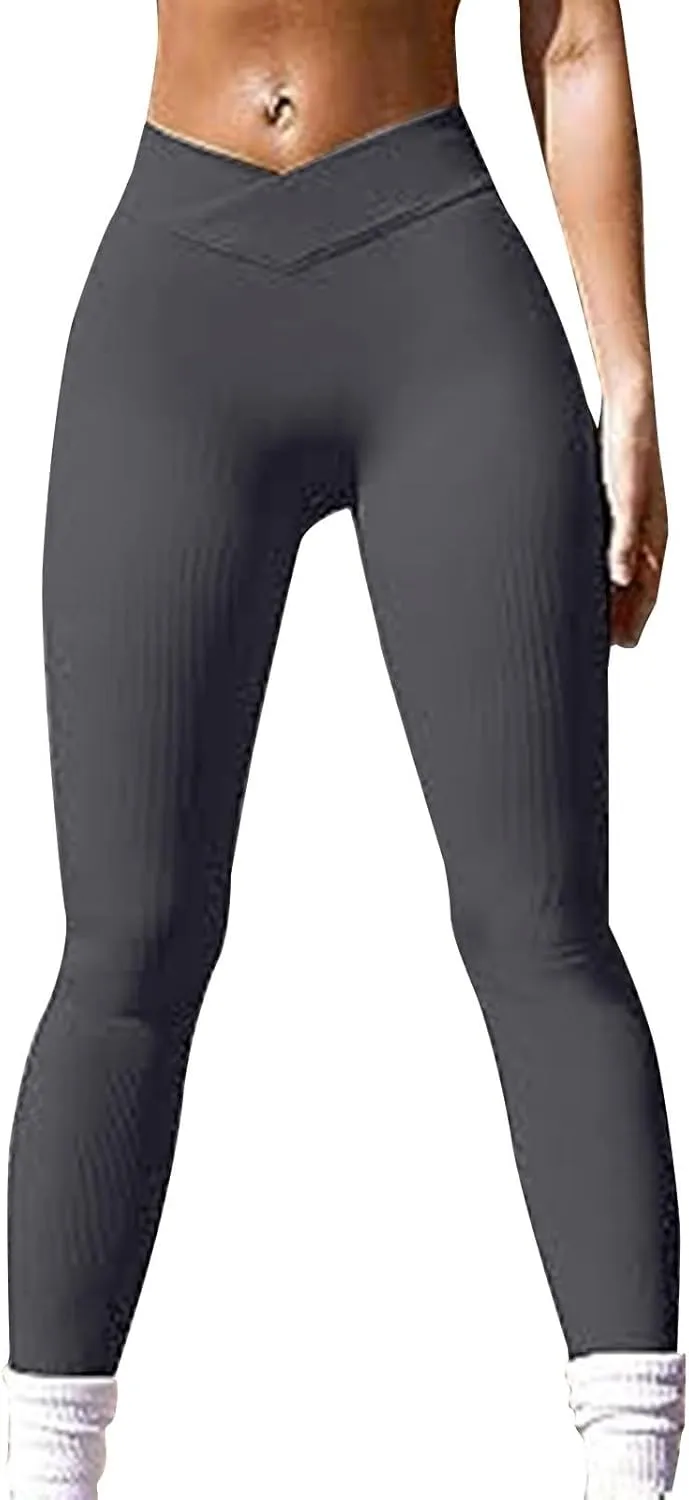Leggings Women Feeling Flared Pants for Women Solid Color High Waisted Yoga Pants Womens Basic Leggings Stretchy