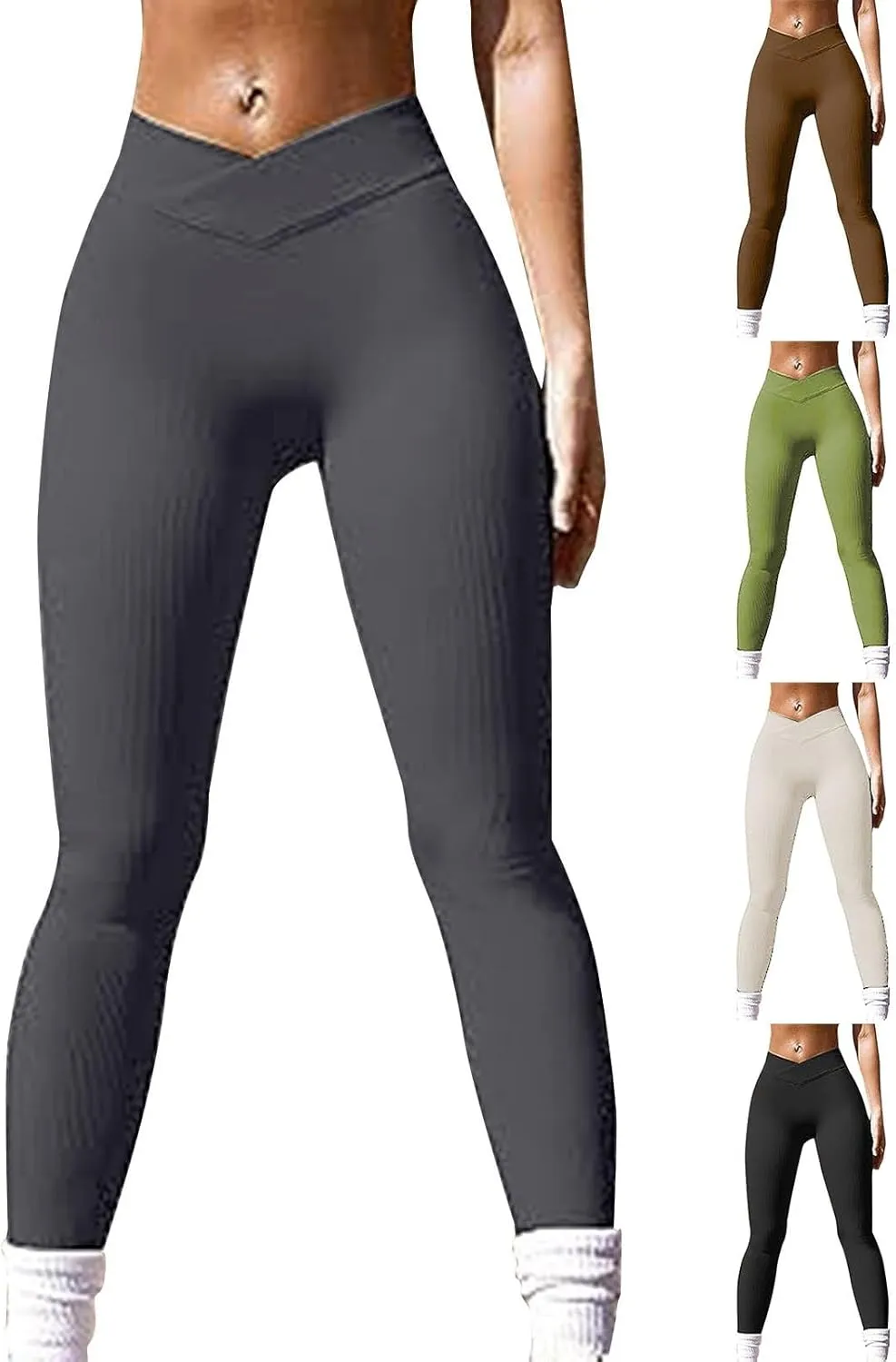 Leggings Women Feeling Flared Pants for Women Solid Color High Waisted Yoga Pants Womens Basic Leggings Stretchy