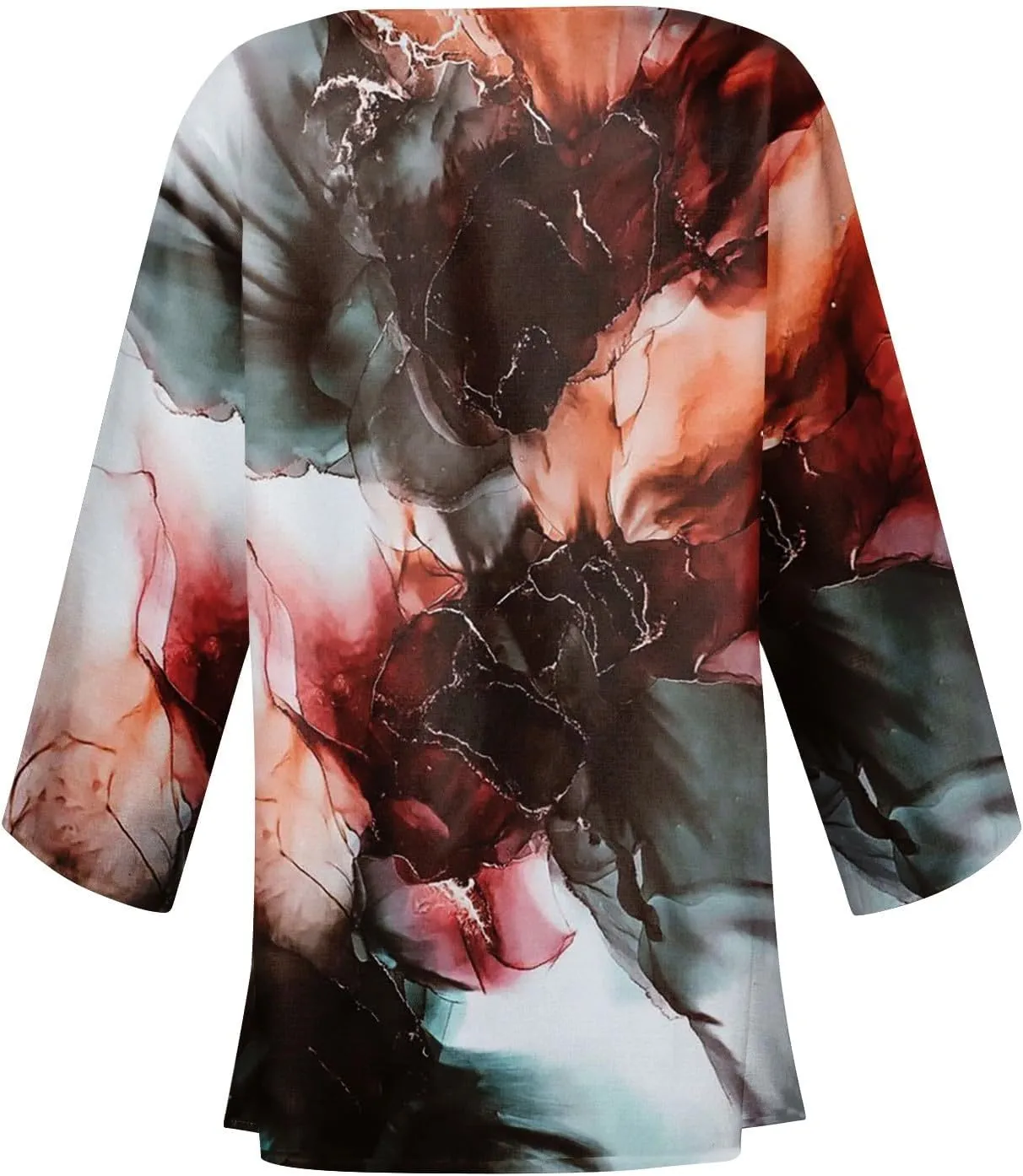 Lightweight Cardigan for Women Summer Printed Beach Cover Up Tops Open Front 3/4 Sleeve Kimono Cardigan Casual Blouse