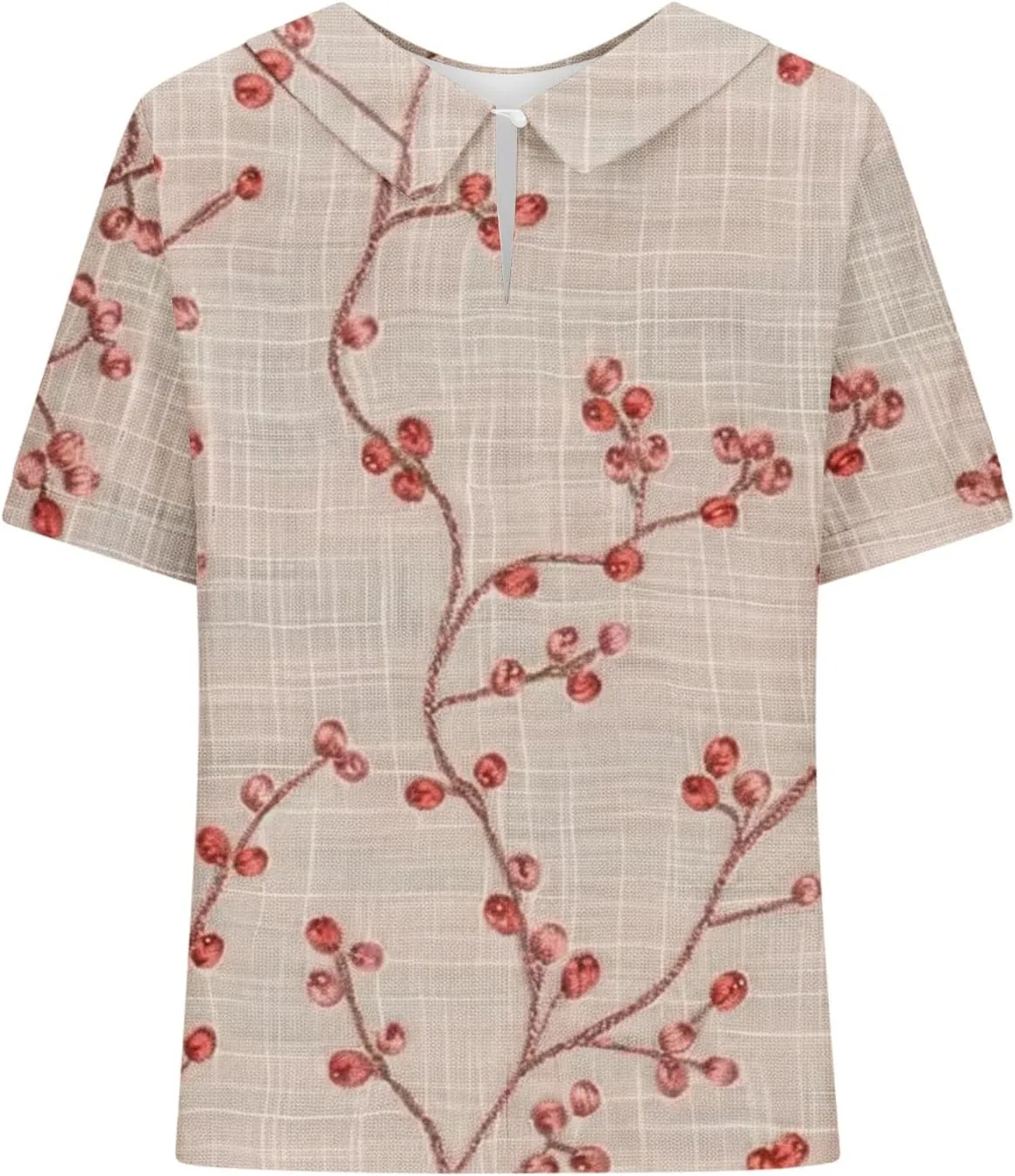 Linen Shirt for Womens Summer Tops Dressy Casual Printed V Neck Blouse Loose Fit Short Sleeve T Shirt Plus Size M-5xl
