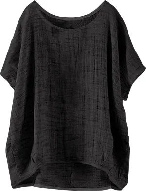 Linen Shirts for Women 2025 Summer Oversized Short Sleeve Tops Casual Loose Resort Wear Beach Vacation Blouses