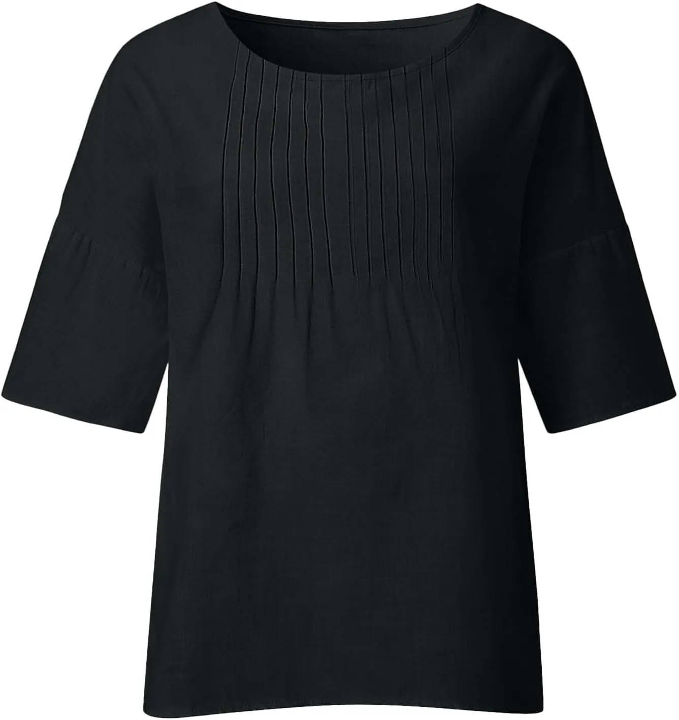 Linen Shirts for Women 2025 Trendy Summer 3/4 Sleeve Tops Dressy Casual Loose Boho Cute Blouses
