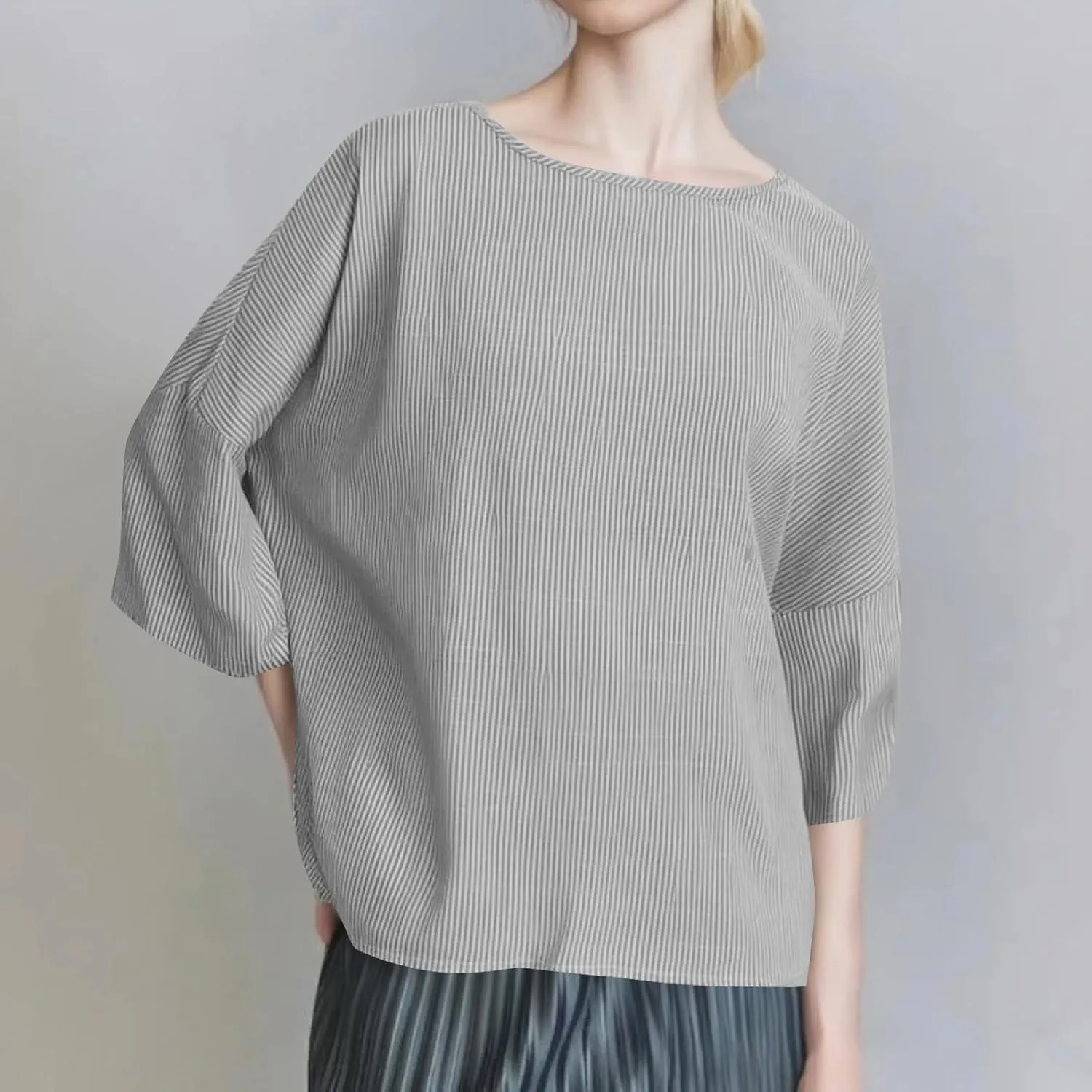 Linen Shirts for Women 2025 Trendy Summer 3/4 Sleeve Tops Dressy Casual Loose Boho Cute Blouses