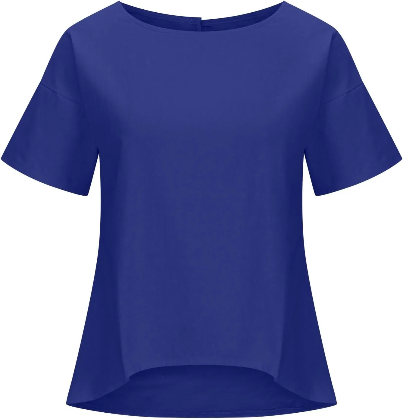 Linen Shirts for Women Summer Short Sleeve Tops Dressy Casual Blouse Irregular Hi-Low Hem Tunic Tees Fashion Clothes
