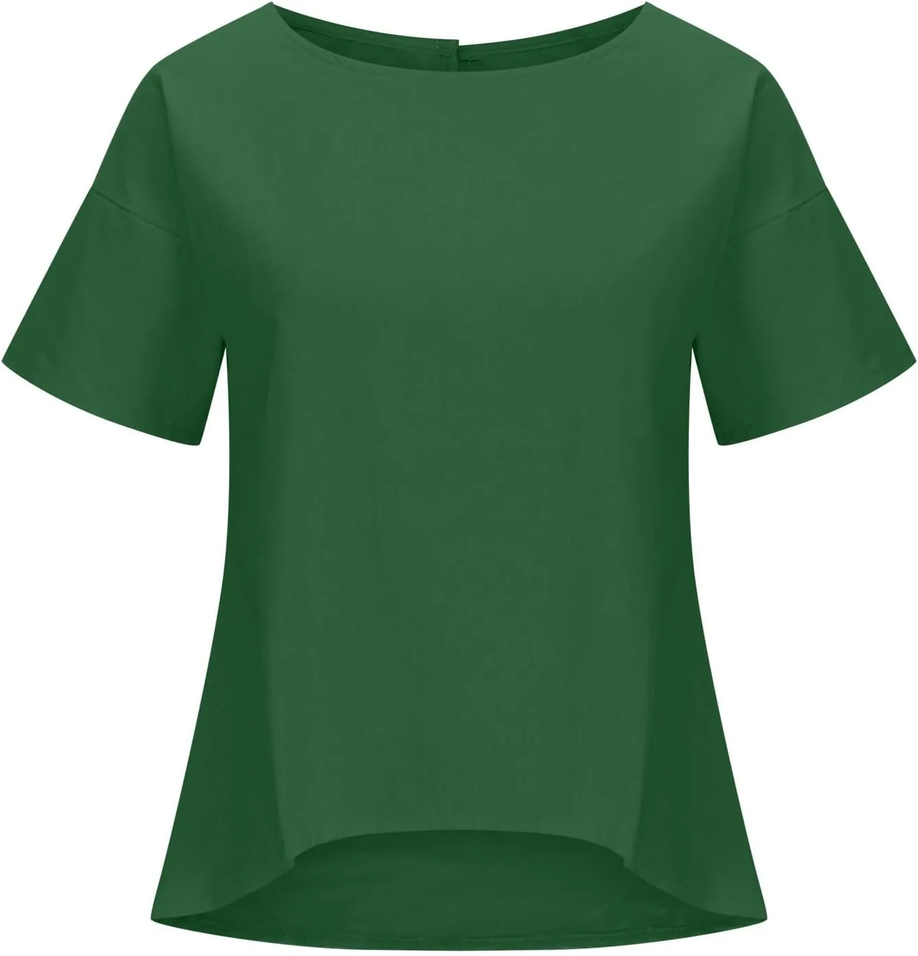 Linen Shirts for Women Summer Short Sleeve Tops Dressy Casual Blouse Irregular Hi-Low Hem Tunic Tees Fashion Clothes