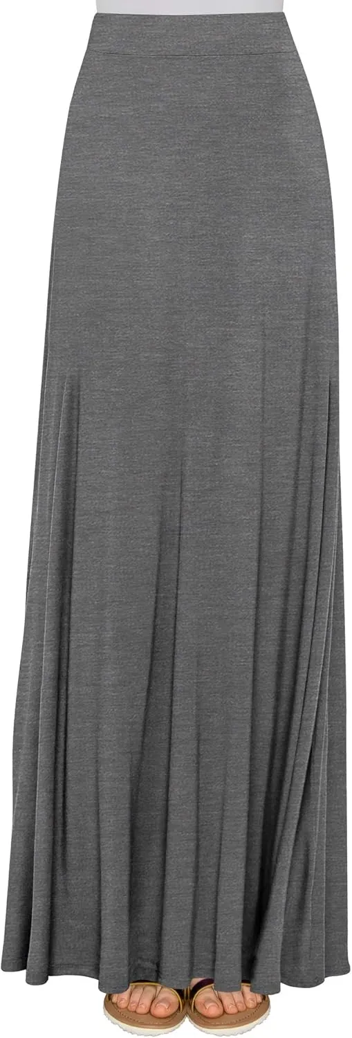 Lock and Love Women's Casual Comfy Stylish High Waist Flare Long Maxi Skirt – Available in Print & Solid Options