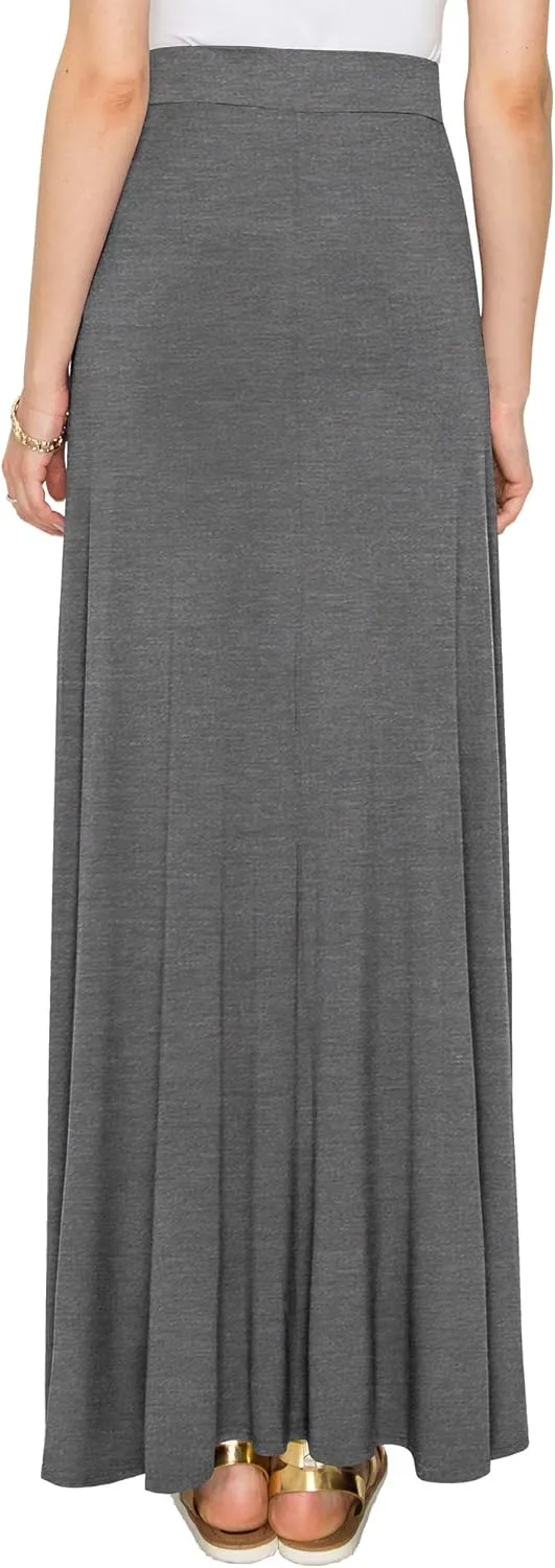 Lock and Love Women's Casual Comfy Stylish High Waist Flare Long Maxi Skirt – Available in Print & Solid Options