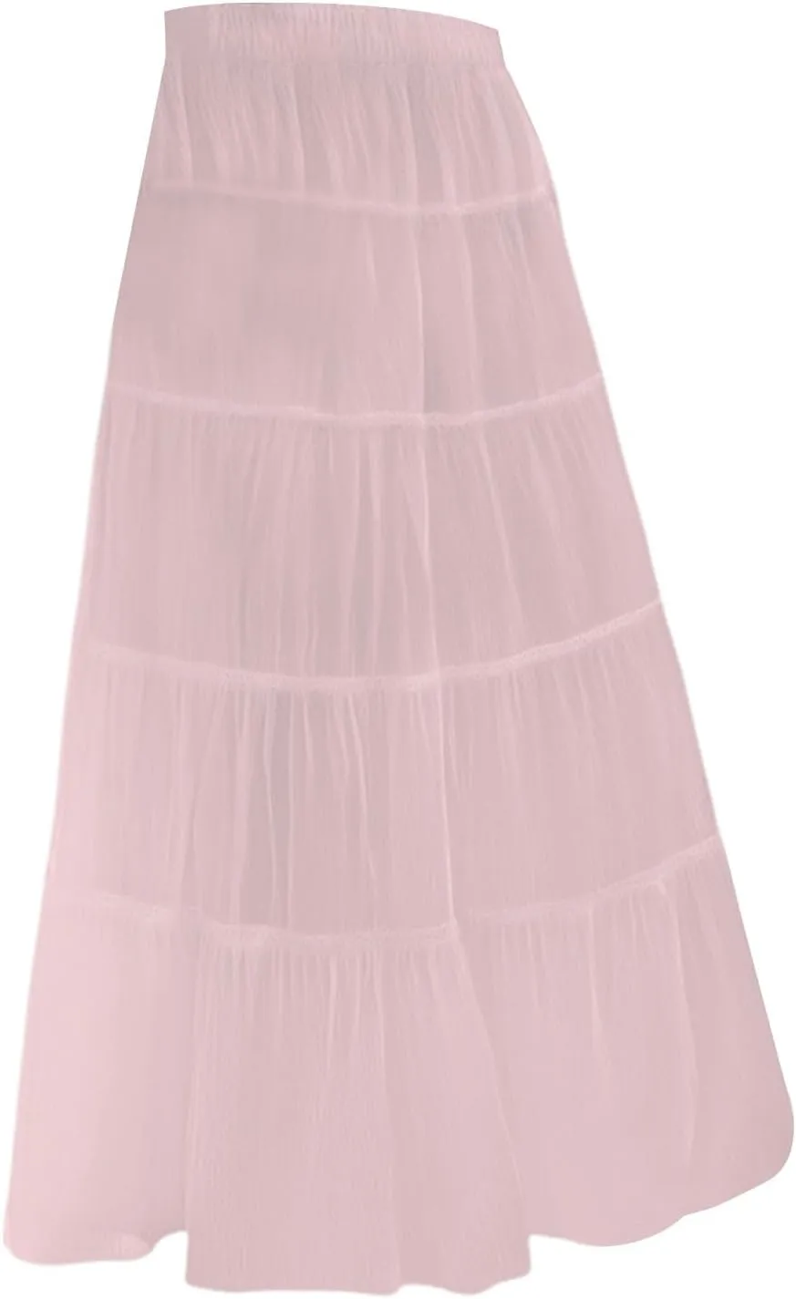 Long Skirts for Women Boho Maxi Skirt Summer Swing Tiered A-Line Elastic High Waist Dress with Pockets