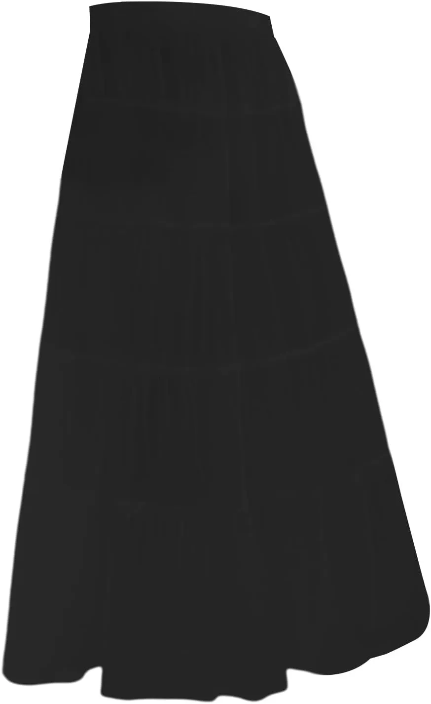 Long Skirts for Women Boho Maxi Skirt Summer Swing Tiered A-Line Elastic High Waist Dress with Pockets