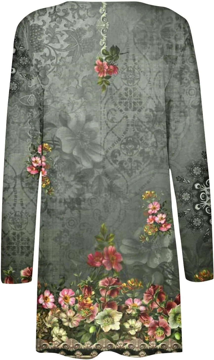 Long Sleeve Cardigan for Women Plus Size Open Front Kimono Cardigan with Pockets Elastic Loose Fit Tunic Shirts