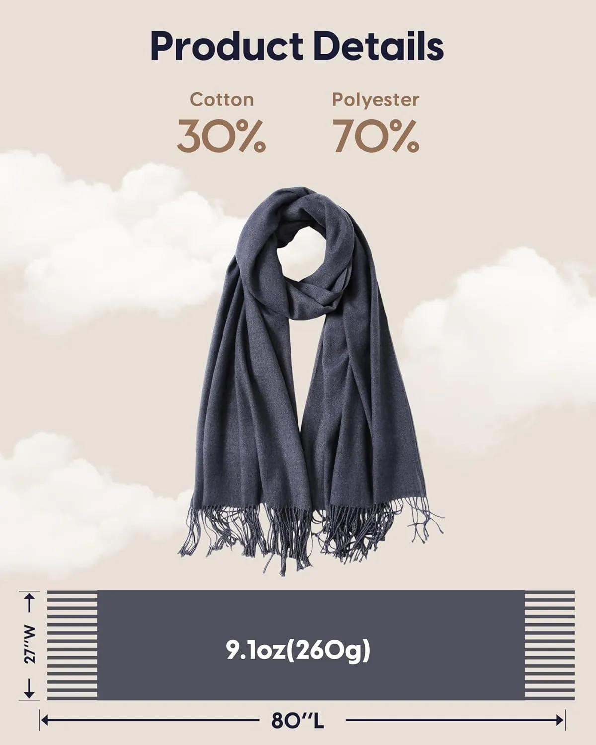 maamgic Women's Scarf Pashmina Shawls and Wraps for Evening Dresses Travel Office Winter Wedding Large Scarves