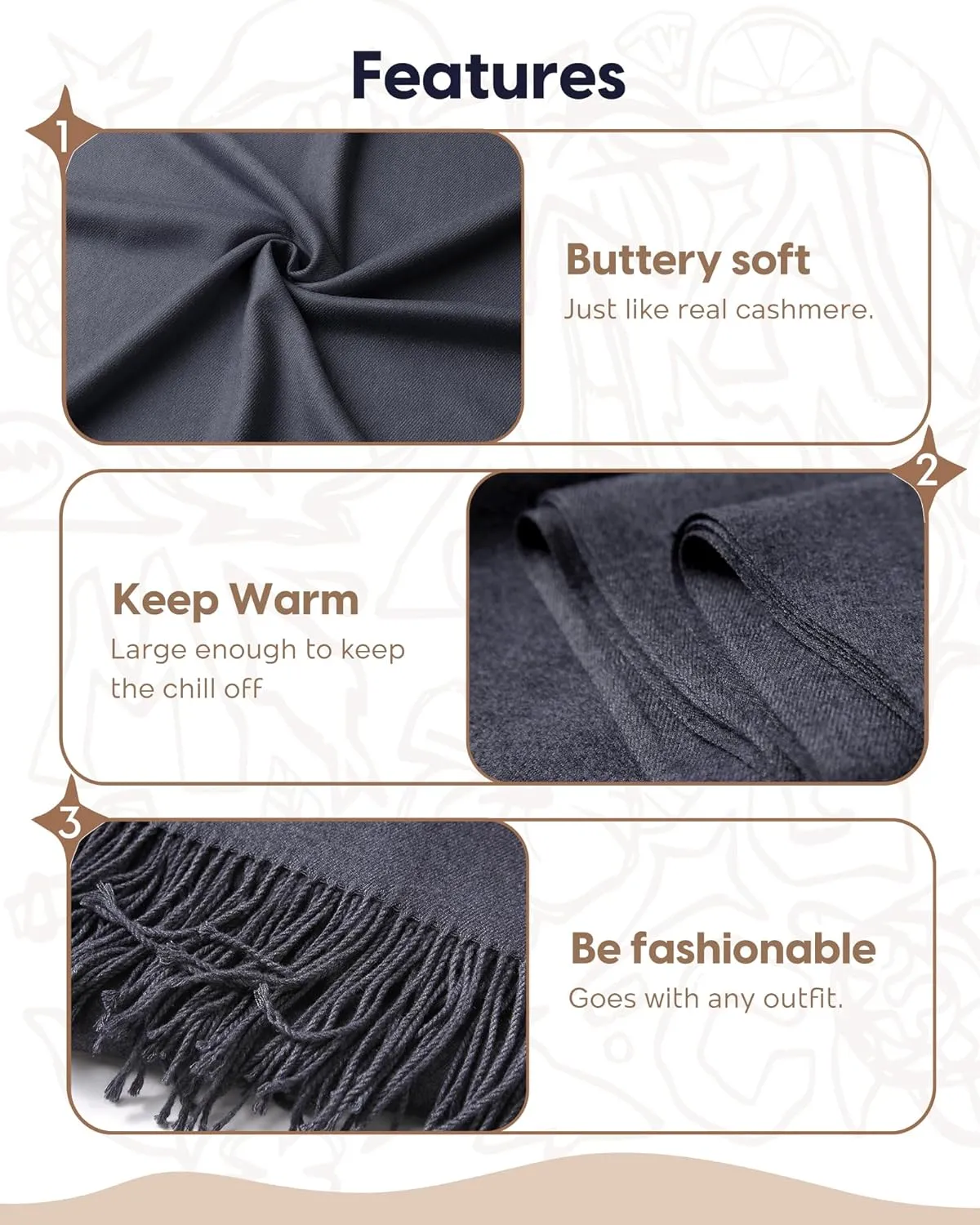 maamgic Women's Scarf Pashmina Shawls and Wraps for Evening Dresses Travel Office Winter Wedding Large Scarves