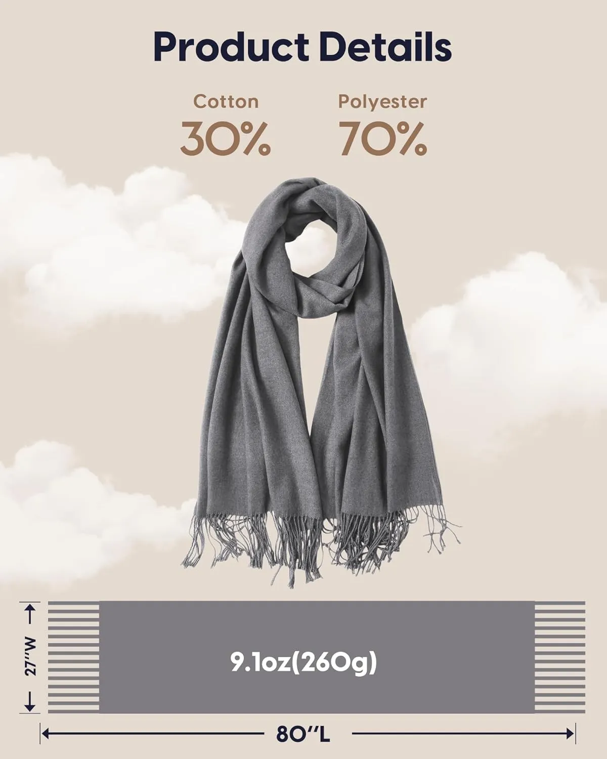 maamgic Women's Scarf Pashmina Shawls and Wraps for Evening Dresses Travel Office Winter Wedding Large Scarves