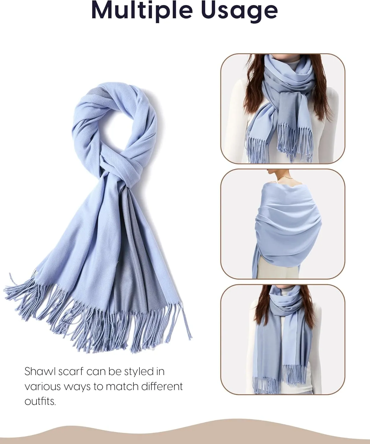 maamgic Women's Scarf Pashmina Shawls and Wraps for Evening Dresses Travel Office Winter Wedding Large Scarves