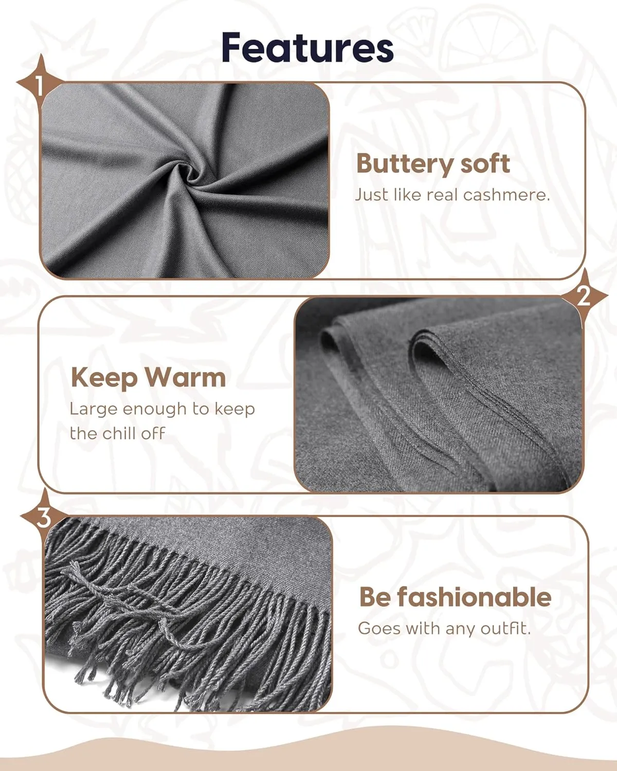 maamgic Women's Scarf Pashmina Shawls and Wraps for Evening Dresses Travel Office Winter Wedding Large Scarves