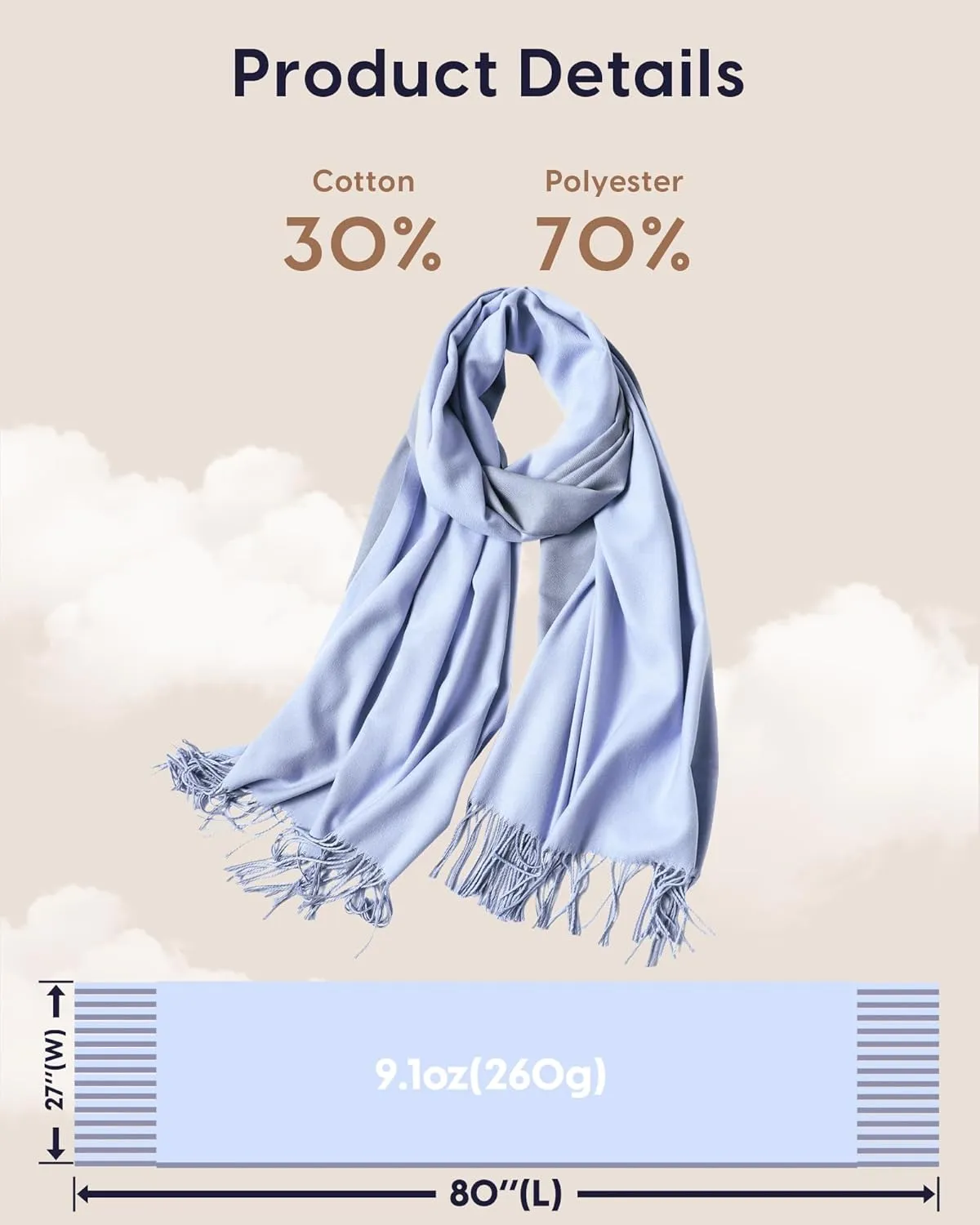 maamgic Women's Scarf Pashmina Shawls and Wraps for Evening Dresses Travel Office Winter Wedding Large Scarves