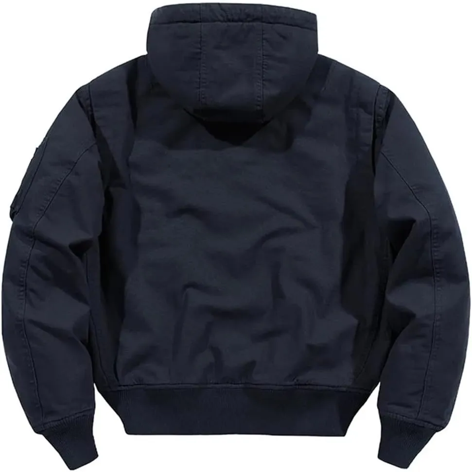 Men Autumn Cargo Jackets Hooded Multi Pockets Loose Outwear